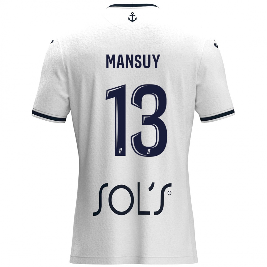 Hombre Camiseta Héloïse Mansuy #13 Blanco Azul Oscuro 2ª Equipación 2024/25 La Camisa México