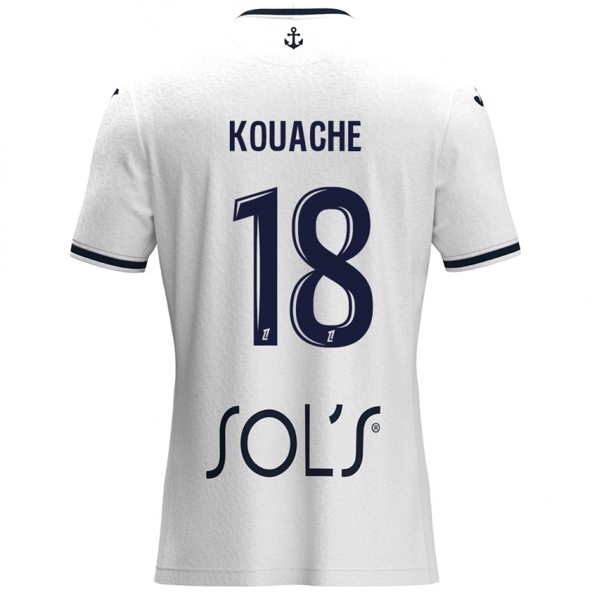 Hombre Camiseta Éva Kouache #18 Blanco Azul Oscuro 2ª Equipación 2024/25 La Camisa México