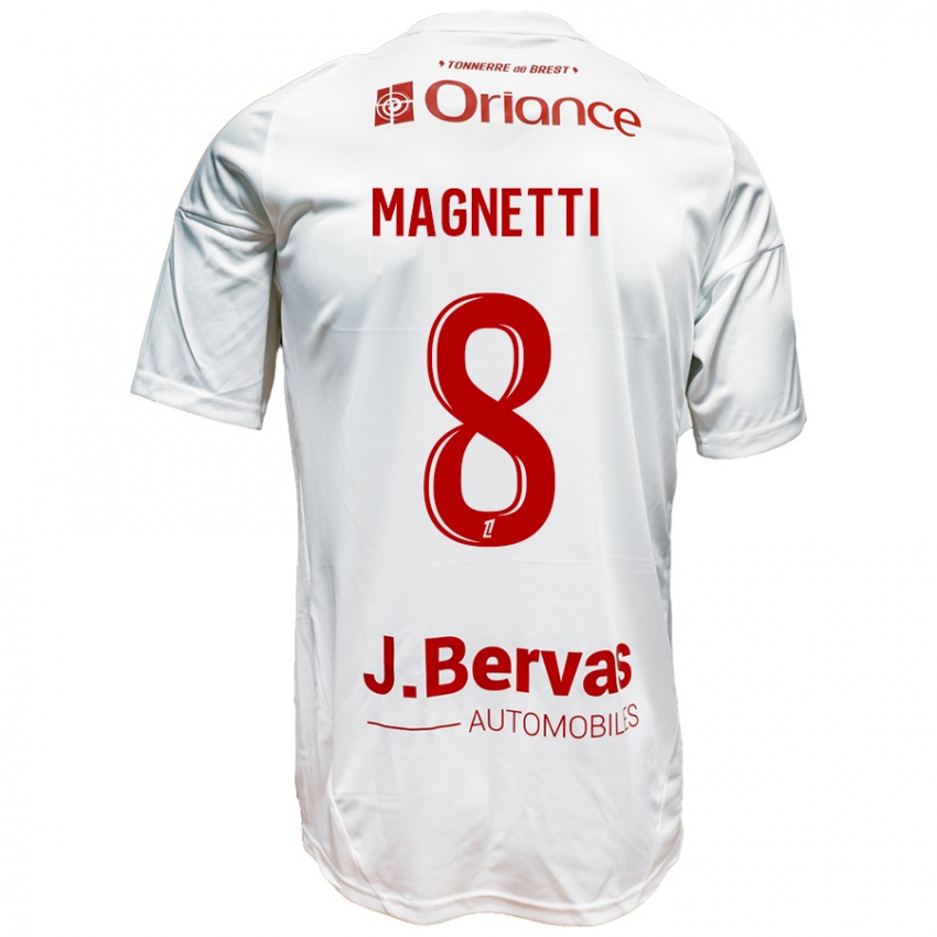 Hombre Camiseta Hugo Magnetti #8 Blanco Rojo 2ª Equipación 2024/25 La Camisa México