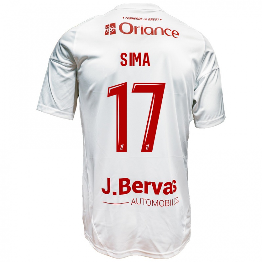 Hombre Camiseta Abdallah Sima #17 Blanco Rojo 2ª Equipación 2024/25 La Camisa México