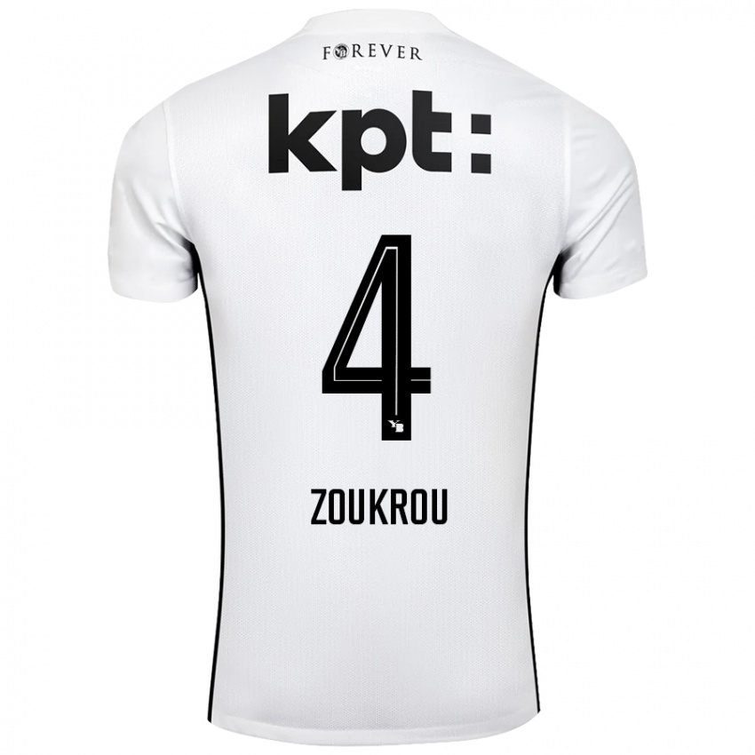 Hombre Camiseta Tanguy Zoukrou #4 Blanco Negro 2ª Equipación 2024/25 La Camisa México