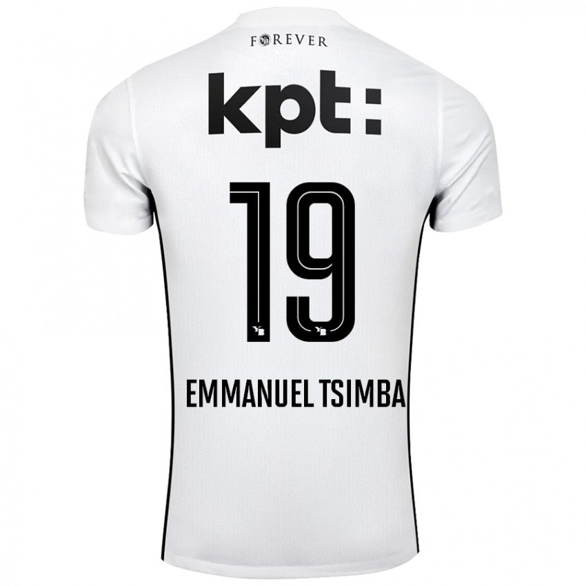 Hombre Camiseta Felix Emmanuel Tsimba #19 Blanco Negro 2ª Equipación 2024/25 La Camisa México