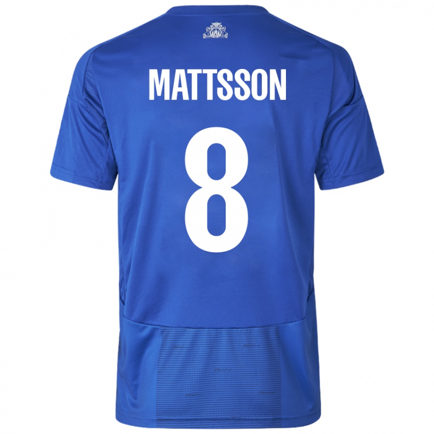 Hombre Camiseta Magnus Mattsson #8 Blanco Azul 2ª Equipación 2024/25 La Camisa México