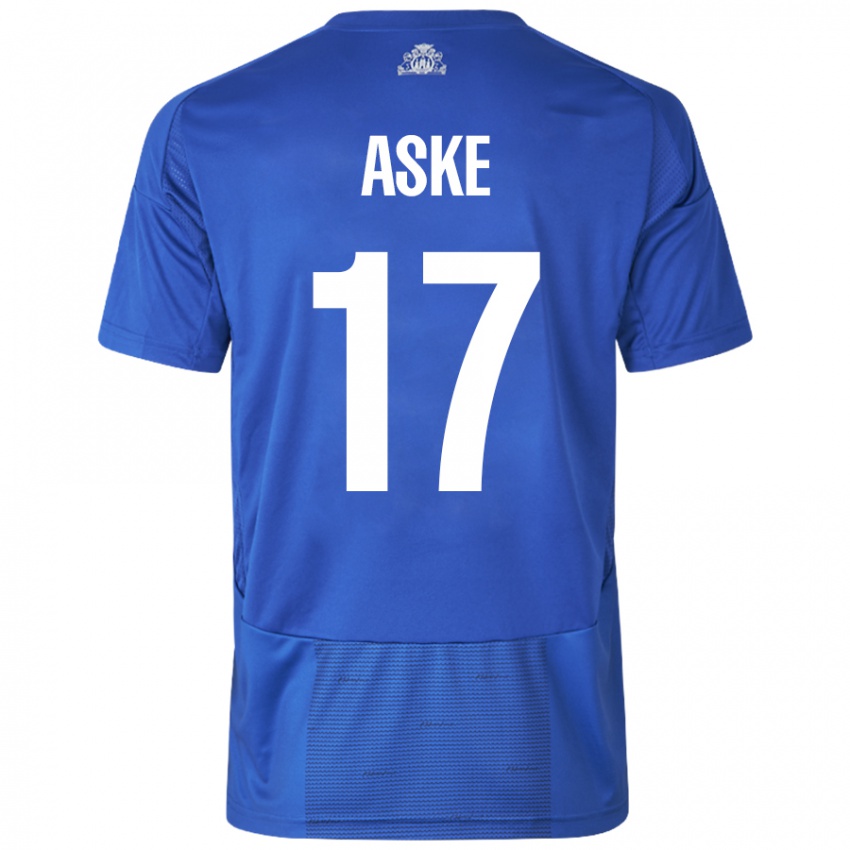 Hombre Camiseta Aske Christensen #17 Blanco Azul 2ª Equipación 2024/25 La Camisa México