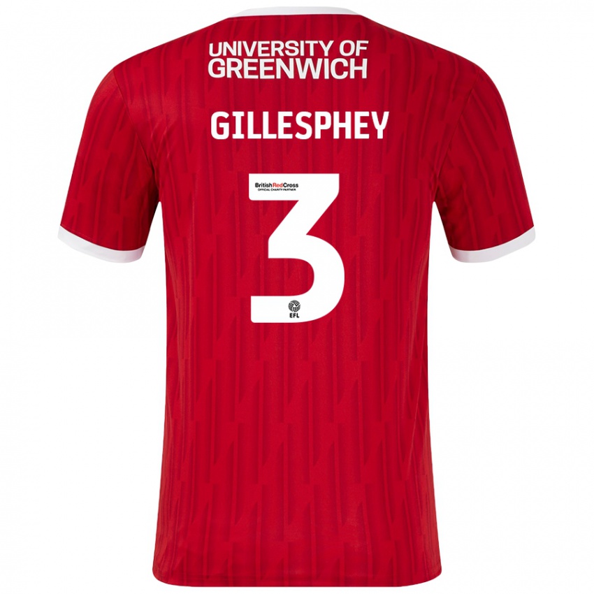 Mujer Camiseta Macaulay Gillesphey #3 Rojo Blanco 1ª Equipación 2024/25 La Camisa México