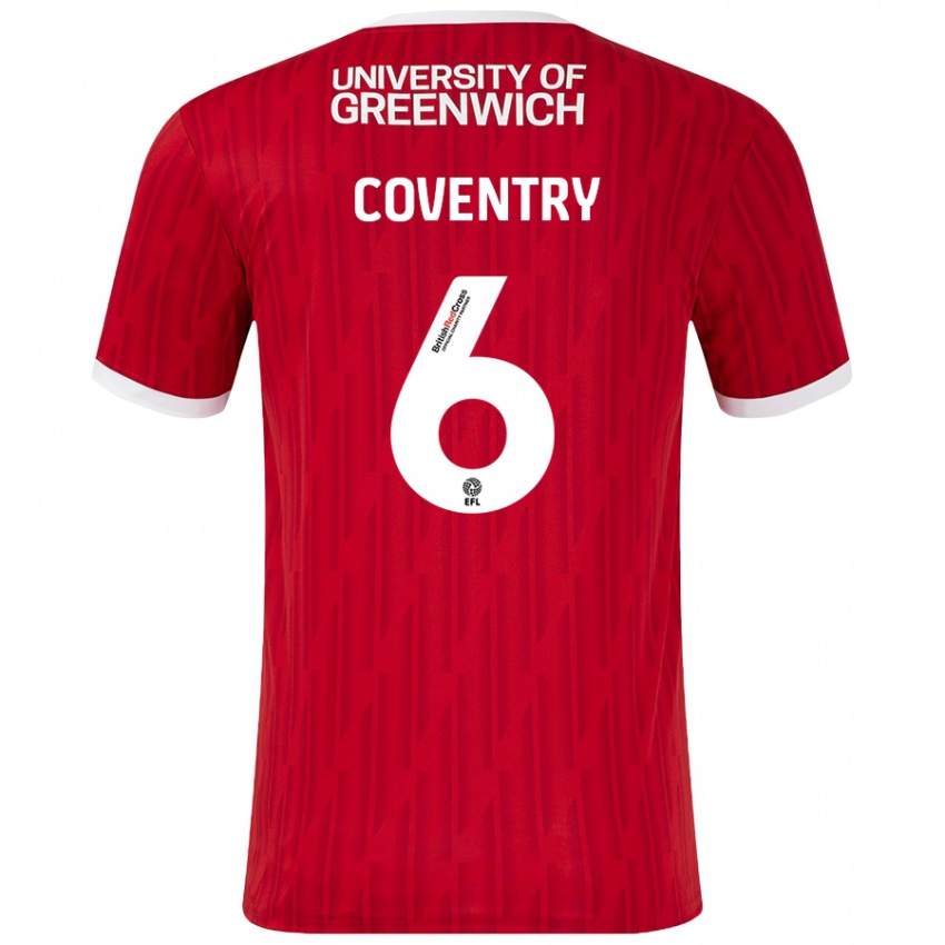 Mujer Camiseta Conor Coventry #6 Rojo Blanco 1ª Equipación 2024/25 La Camisa México