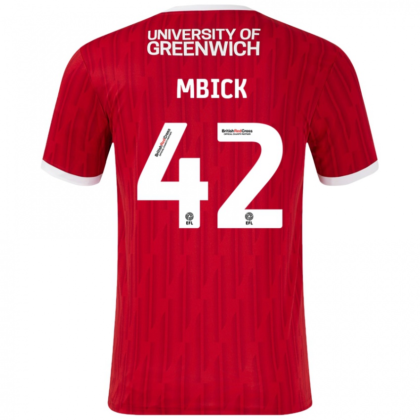 Mujer Camiseta Micah Mbick #42 Rojo Blanco 1ª Equipación 2024/25 La Camisa México