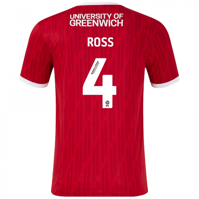 Mujer Camiseta Mia Ross #4 Rojo Blanco 1ª Equipación 2024/25 La Camisa México