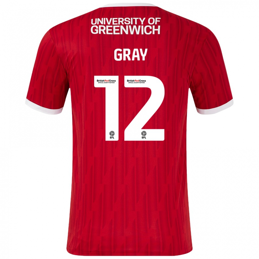 Mujer Camiseta Jessica Gray #12 Rojo Blanco 1ª Equipación 2024/25 La Camisa México