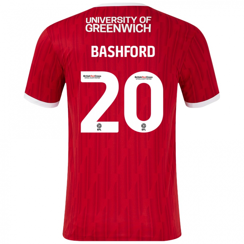 Mujer Camiseta Mary Bashford #20 Rojo Blanco 1ª Equipación 2024/25 La Camisa México