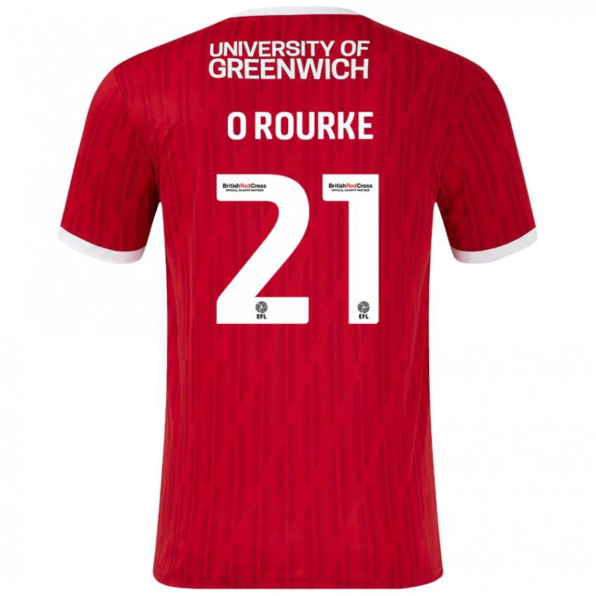 Mujer Camiseta Sophie O'rourke #21 Rojo Blanco 1ª Equipación 2024/25 La Camisa México