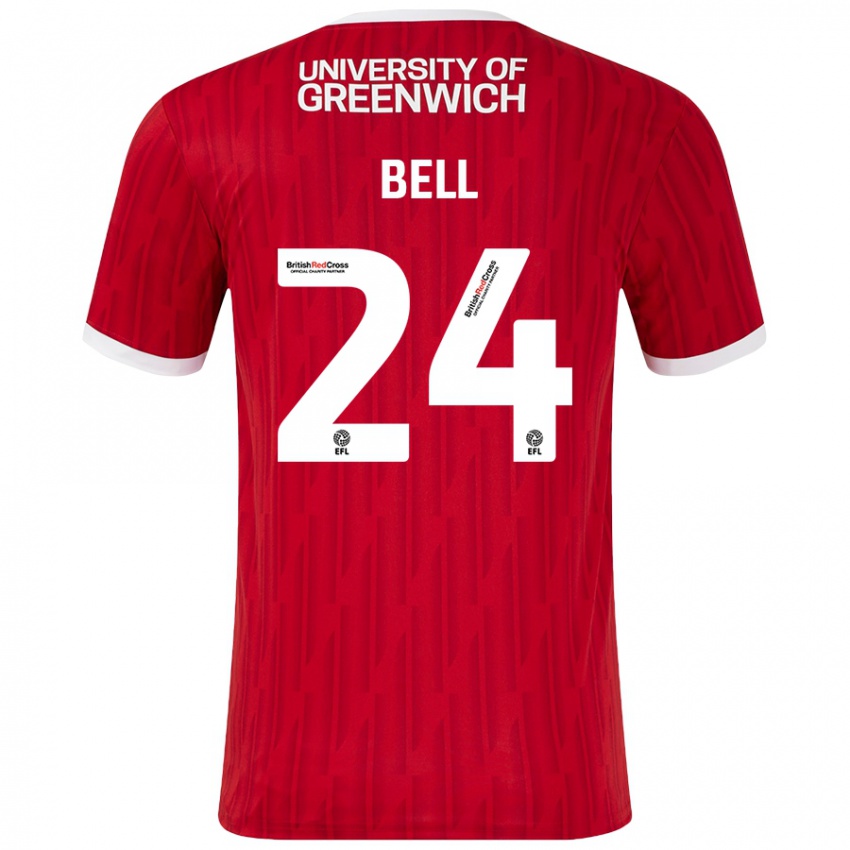 Mujer Camiseta Taylor Bell #24 Rojo Blanco 1ª Equipación 2024/25 La Camisa México