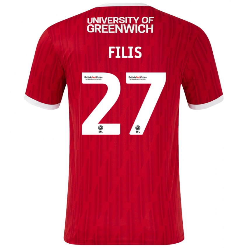 Mujer Camiseta Melisa Filis #27 Rojo Blanco 1ª Equipación 2024/25 La Camisa México