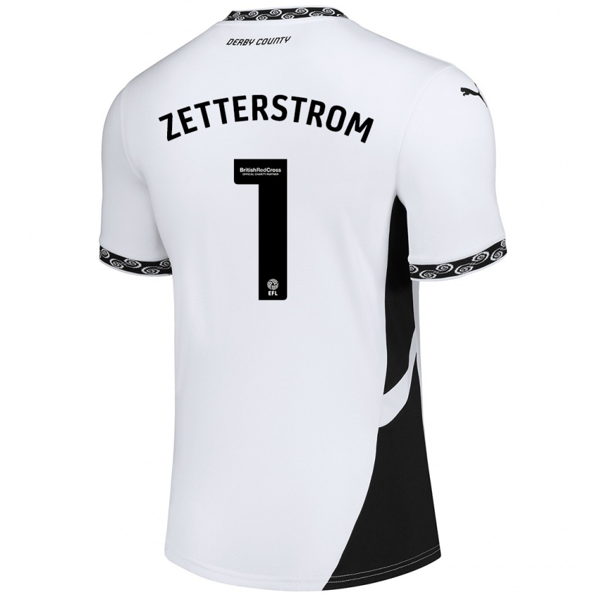 Mujer Camiseta Jacob Widell Zetterström #1 Blanco Negro 1ª Equipación 2024/25 La Camisa México