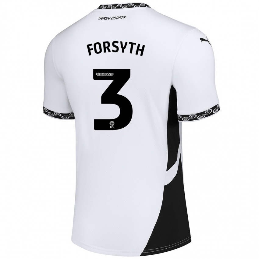 Mujer Camiseta Craig Forsyth #3 Blanco Negro 1ª Equipación 2024/25 La Camisa México