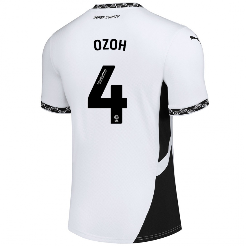 Mujer Camiseta David Ozoh #4 Blanco Negro 1ª Equipación 2024/25 La Camisa México