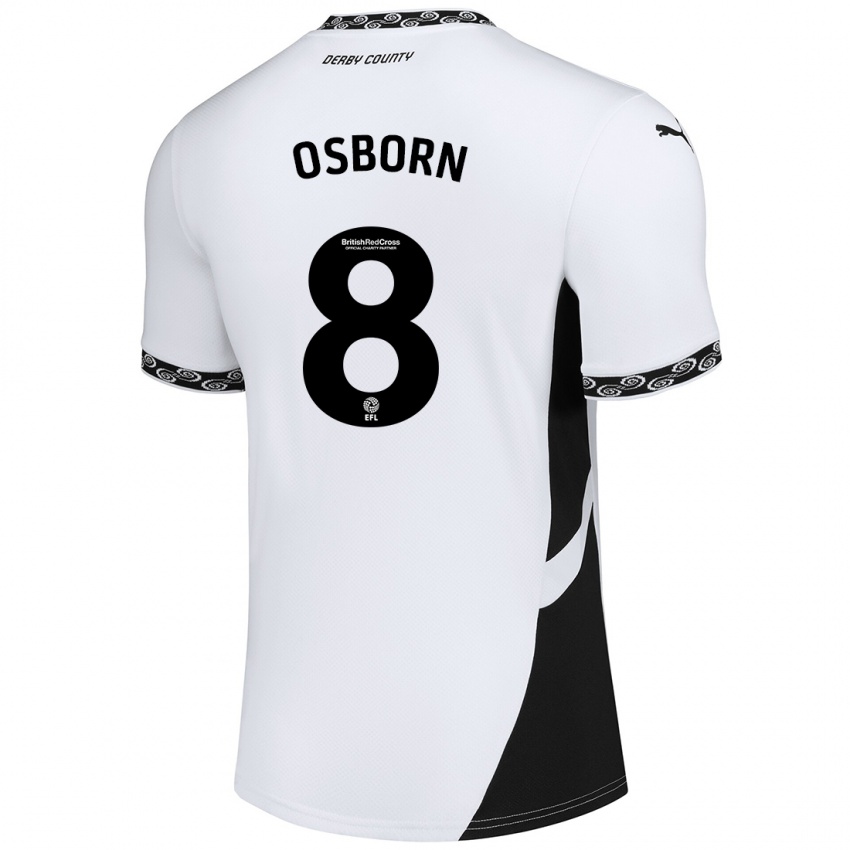 Mujer Camiseta Ben Osborn #8 Blanco Negro 1ª Equipación 2024/25 La Camisa México