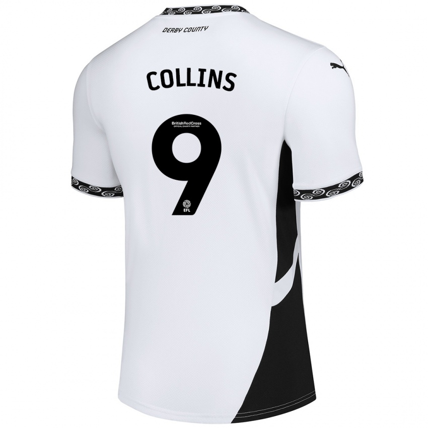 Mujer Camiseta James Collins #9 Blanco Negro 1ª Equipación 2024/25 La Camisa México