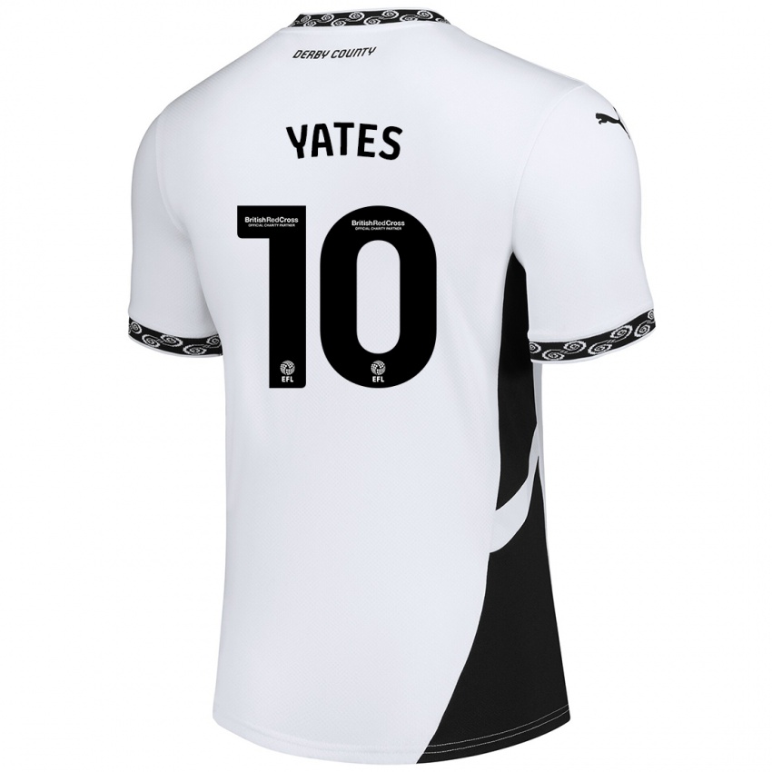 Mujer Camiseta Jerry Yates #10 Blanco Negro 1ª Equipación 2024/25 La Camisa México