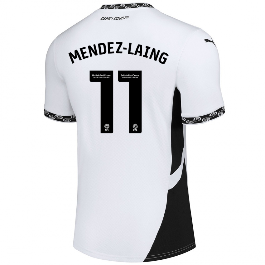 Mujer Camiseta Nathaniel Méndez-Laing #11 Blanco Negro 1ª Equipación 2024/25 La Camisa México