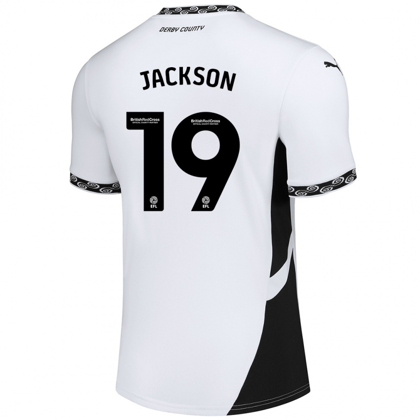 Mujer Camiseta Kayden Jackson #19 Blanco Negro 1ª Equipación 2024/25 La Camisa México