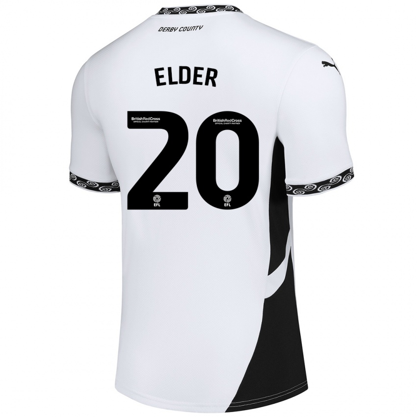 Mujer Camiseta Callum Elder #20 Blanco Negro 1ª Equipación 2024/25 La Camisa México