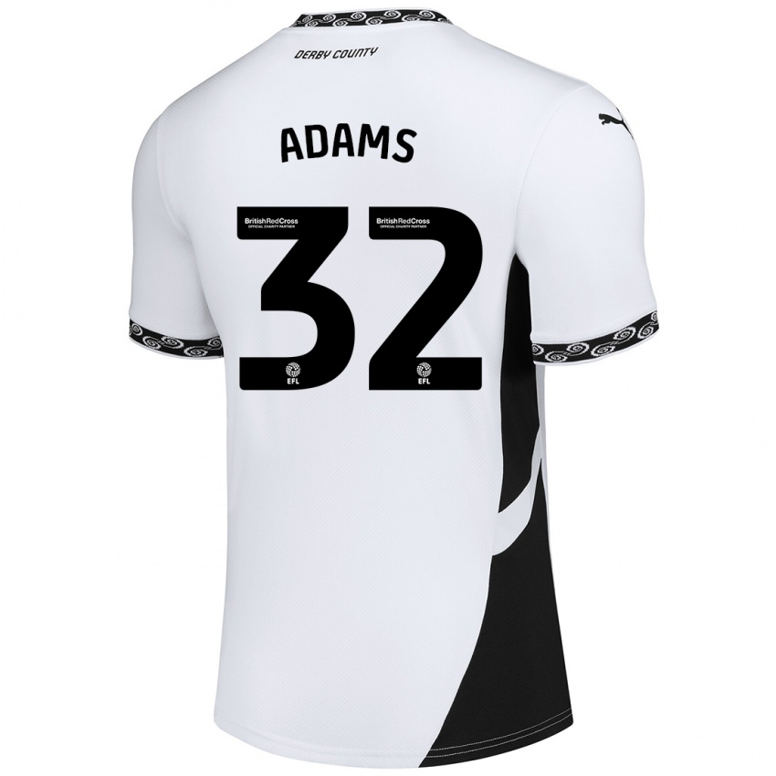 Mujer Camiseta Ebou Adams #32 Blanco Negro 1ª Equipación 2024/25 La Camisa México