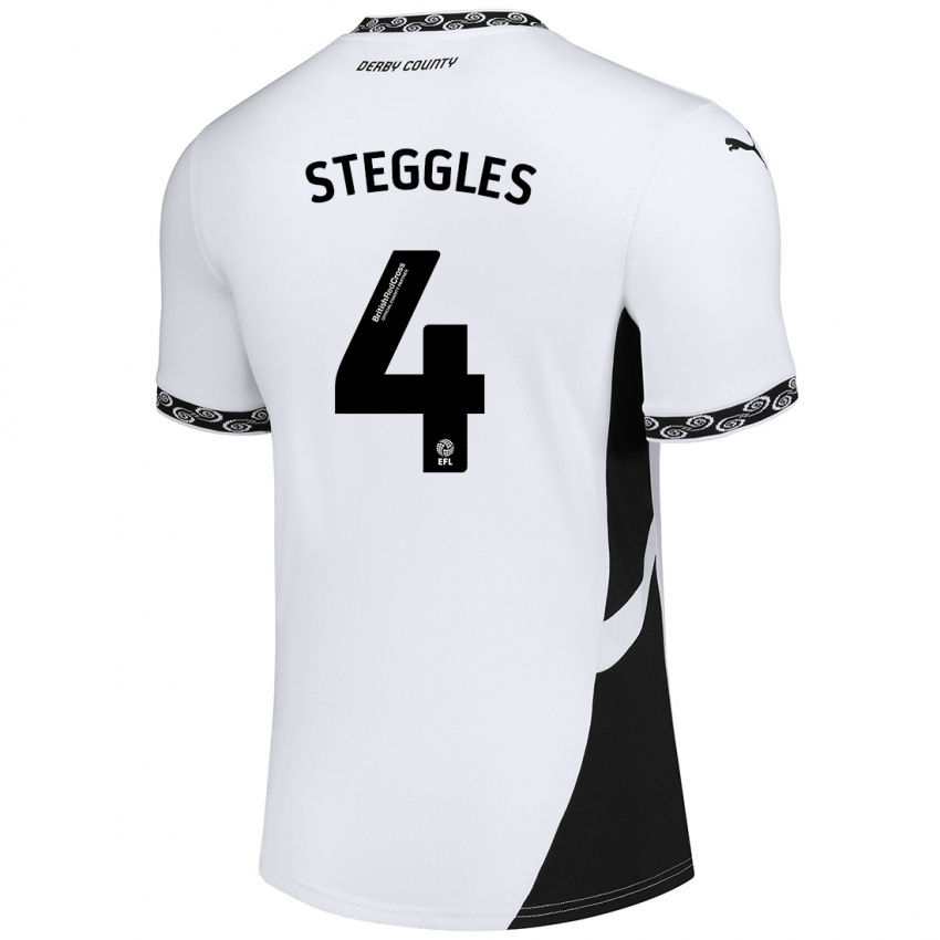 Mujer Camiseta Charlotte Steggles #4 Blanco Negro 1ª Equipación 2024/25 La Camisa México