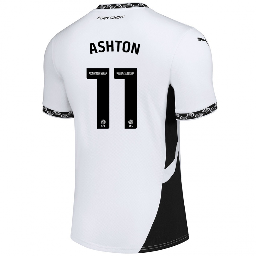 Mujer Camiseta Eleanor Ashton #11 Blanco Negro 1ª Equipación 2024/25 La Camisa México