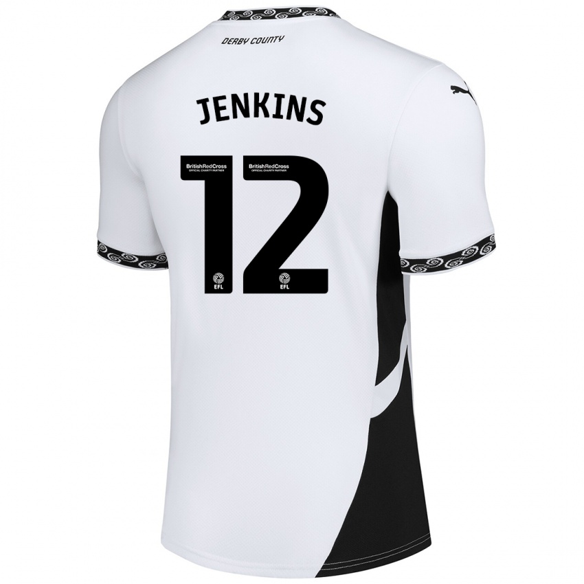 Mujer Camiseta Camille Jenkins #12 Blanco Negro 1ª Equipación 2024/25 La Camisa México