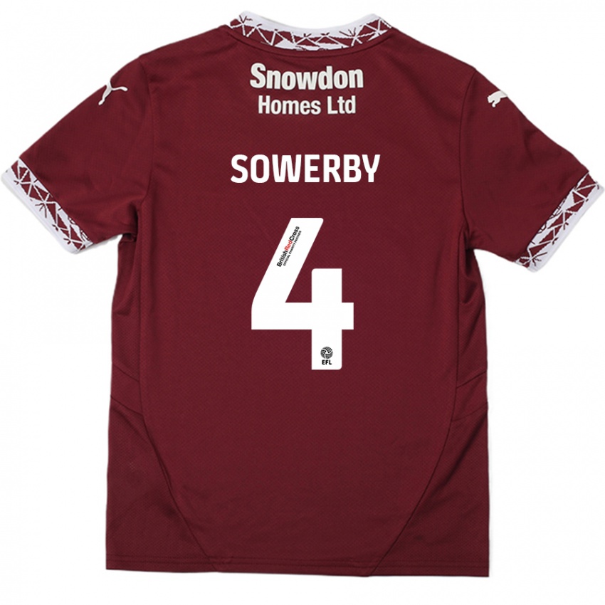 Mujer Camiseta Jack Sowerby #4 Borgoña 1ª Equipación 2024/25 La Camisa México