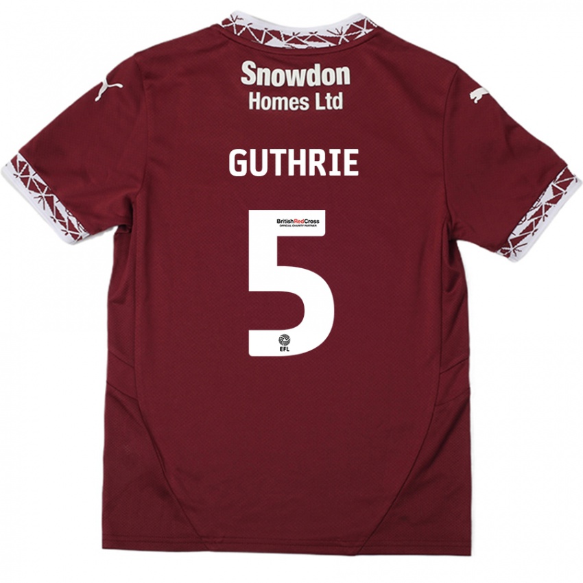 Mujer Camiseta Jon Guthrie #5 Borgoña 1ª Equipación 2024/25 La Camisa México