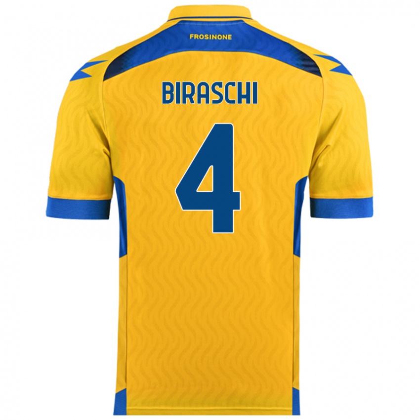 Mujer Camiseta Davide Biraschi #4 Amarillo 1ª Equipación 2024/25 La Camisa México