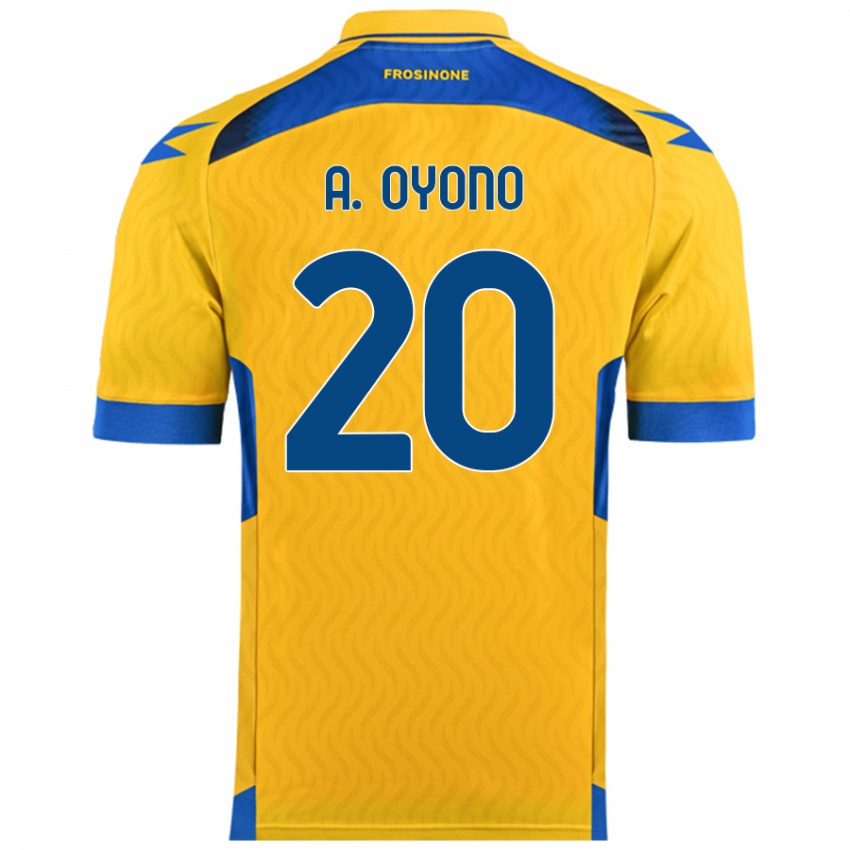 Mujer Camiseta Anthony Oyono #20 Amarillo 1ª Equipación 2024/25 La Camisa México