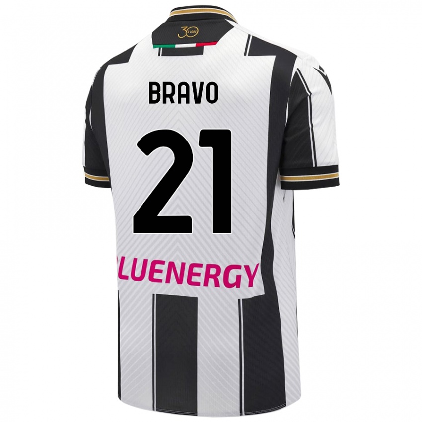 Mujer Camiseta Iker Bravo #21 Blanco Negro 1ª Equipación 2024/25 La Camisa México