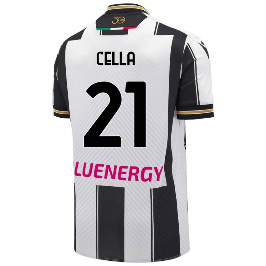 Mujer Camiseta Leonardo Cella #21 Blanco Negro 1ª Equipación 2024/25 La Camisa México