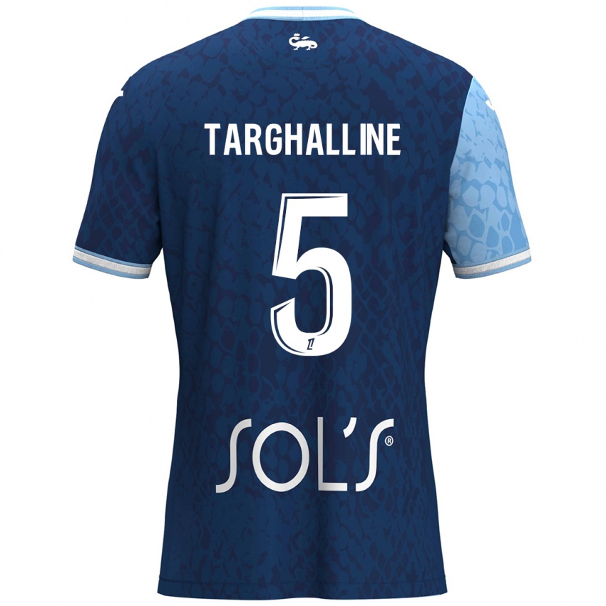 Mujer Camiseta Oussama Targhalline #5 Azul Cielo Azul Oscuro 1ª Equipación 2024/25 La Camisa México