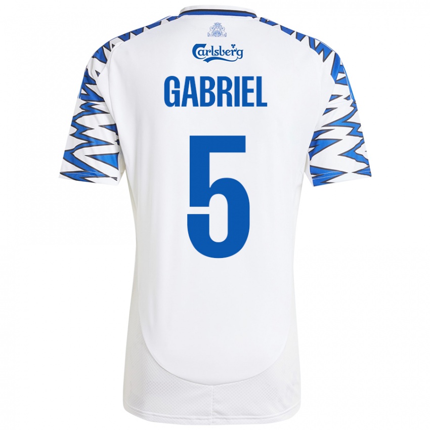 Mujer Camiseta Gabriel Pereira #5 Blanco Azul Cielo 1ª Equipación 2024/25 La Camisa México