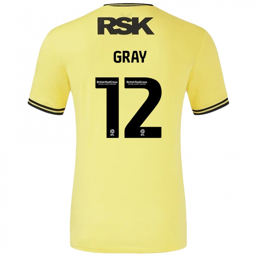 Mujer Camiseta Jessica Gray #12 Amarillo Negro 2ª Equipación 2024/25 La Camisa México