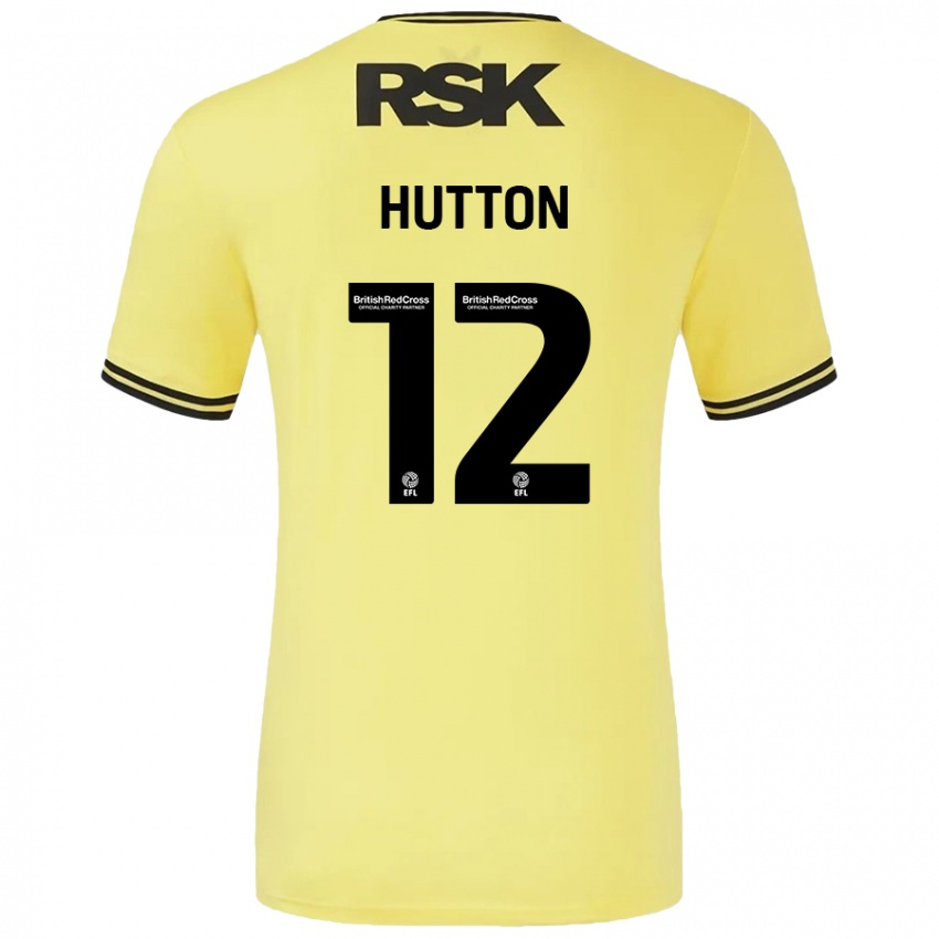 Mujer Camiseta Jodie Hutton #12 Amarillo Negro 2ª Equipación 2024/25 La Camisa México