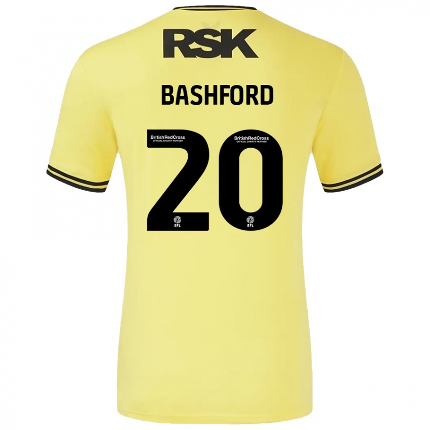 Mujer Camiseta Mary Bashford #20 Amarillo Negro 2ª Equipación 2024/25 La Camisa México