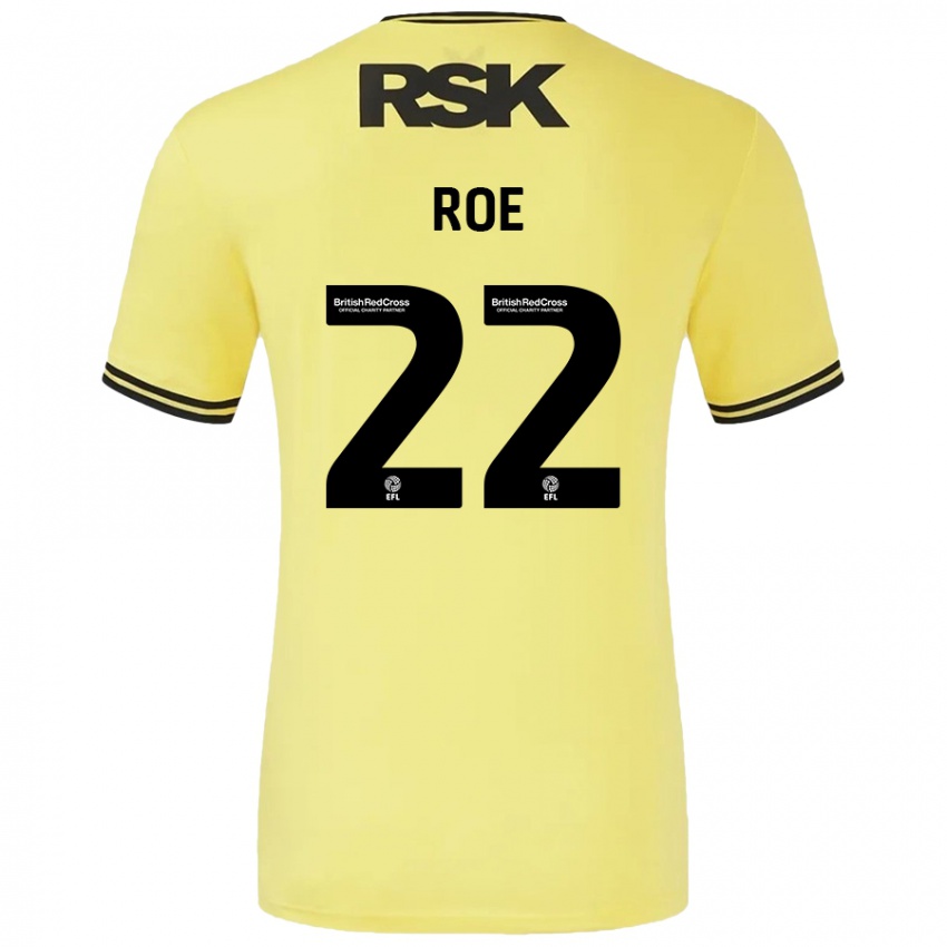 Mujer Camiseta Bethan Roe #22 Amarillo Negro 2ª Equipación 2024/25 La Camisa México