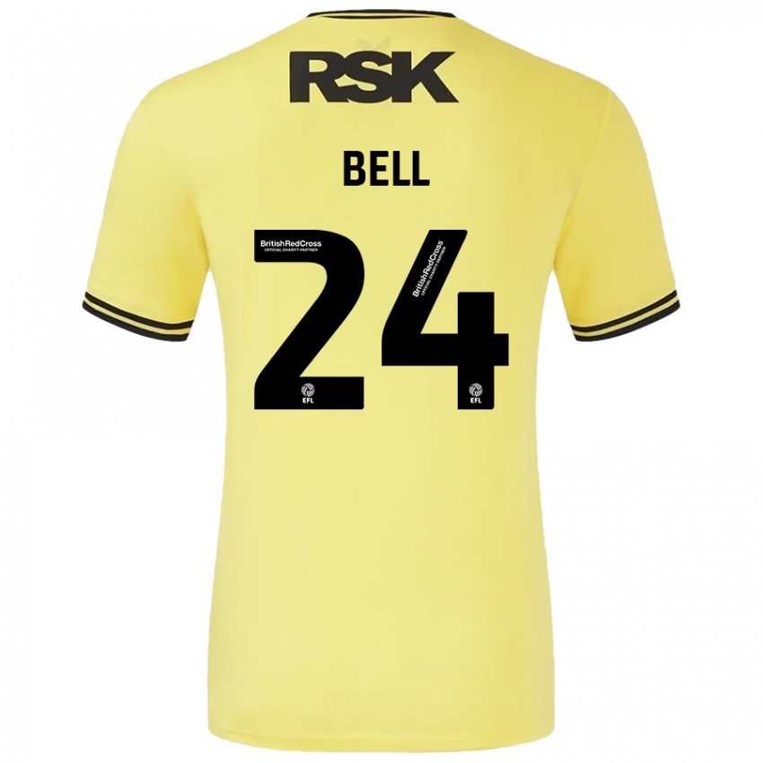 Mujer Camiseta Taylor Bell #24 Amarillo Negro 2ª Equipación 2024/25 La Camisa México