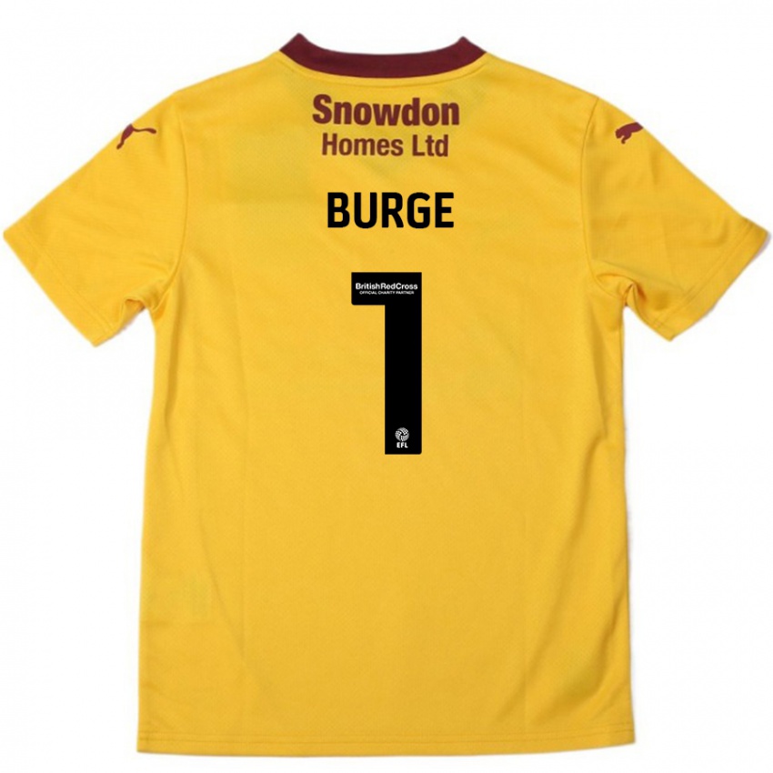 Mujer Camiseta Lee Burge #1 Naranja Borgoña 2ª Equipación 2024/25 La Camisa México