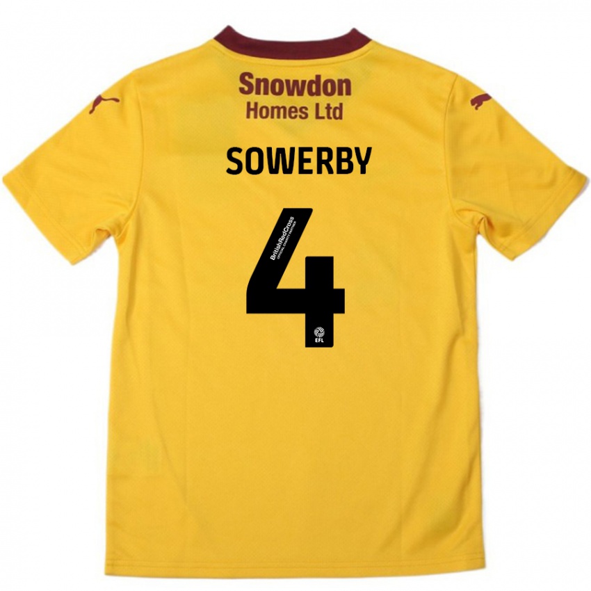 Mujer Camiseta Jack Sowerby #4 Naranja Borgoña 2ª Equipación 2024/25 La Camisa México