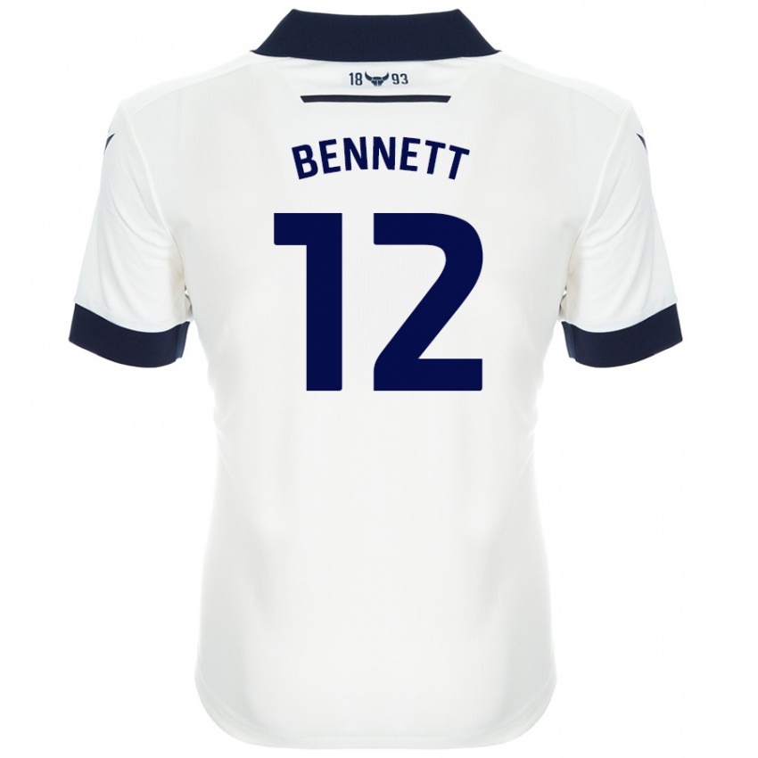 Mujer Camiseta Joe Bennett #12 Blanco Azul Marino 2ª Equipación 2024/25 La Camisa México