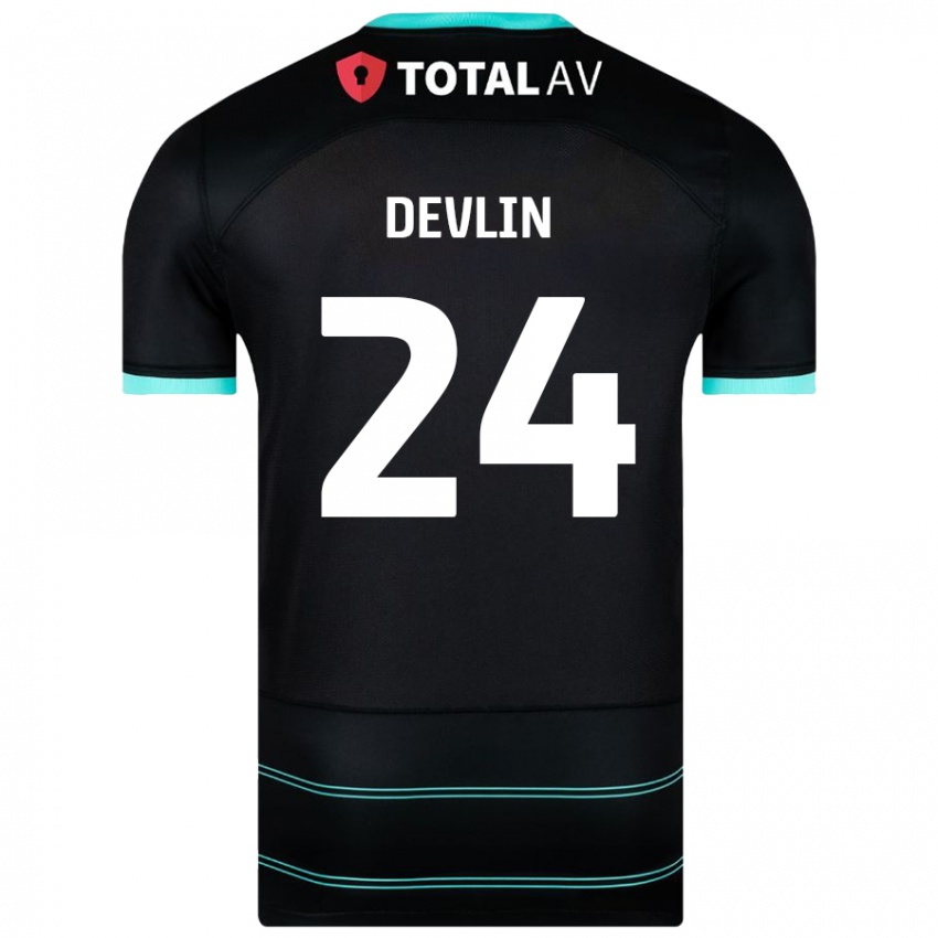 Mujer Camiseta Terry Devlin #24 Negro 2ª Equipación 2024/25 La Camisa México