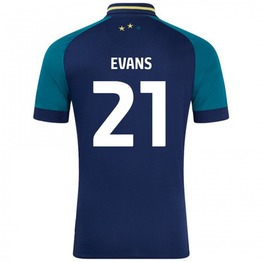 Mujer Camiseta Antony Evans #21 Azul Marino Verde Oscuro 2ª Equipación 2024/25 La Camisa México