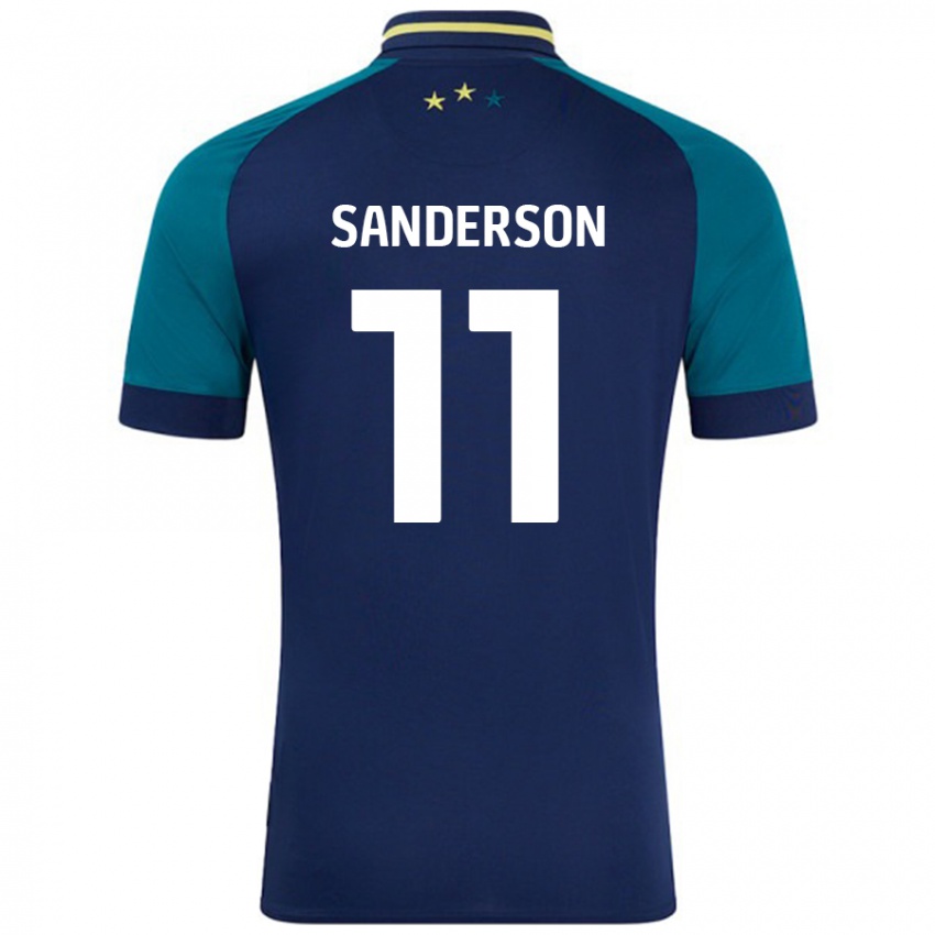 Mujer Camiseta Brittany Sanderson #11 Azul Marino Verde Oscuro 2ª Equipación 2024/25 La Camisa México