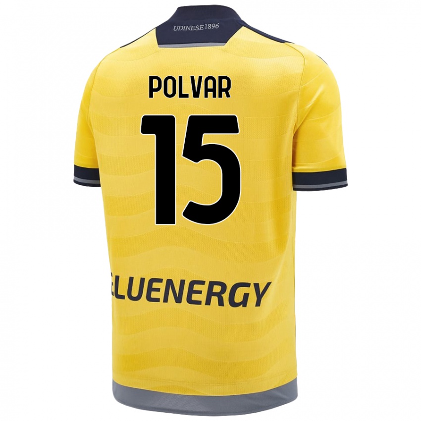 Mujer Camiseta Francesco Polvar #15 Dorado 2ª Equipación 2024/25 La Camisa México